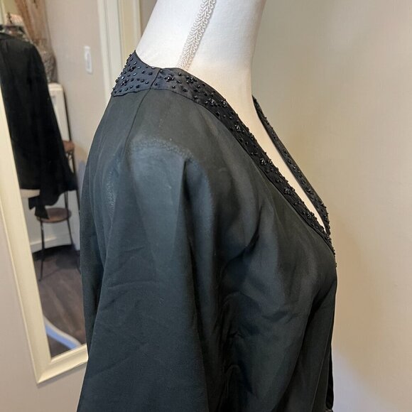 NWT Steve Madden Black Sheer Evening Beaded Cocoon Cardigan, One Size - Picture 8 of 16
